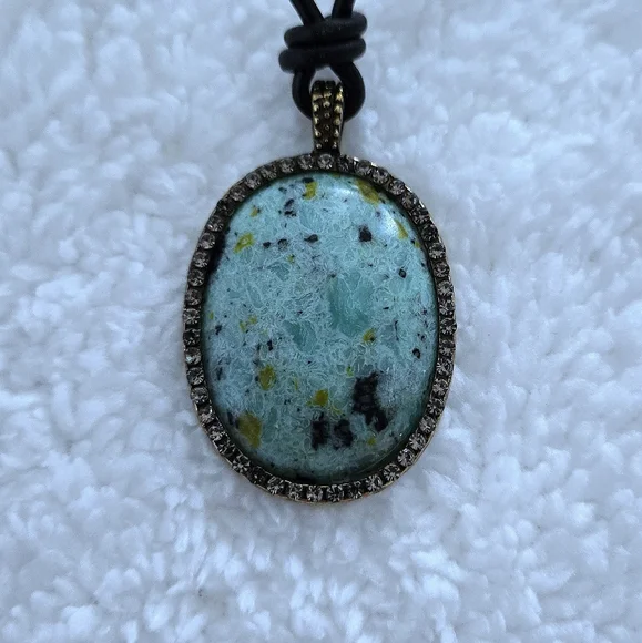 Atterri🛬 Reconstituted Stone on a Black🖤 Waxed Cord Necklace - NIB - Picture 4 of 16